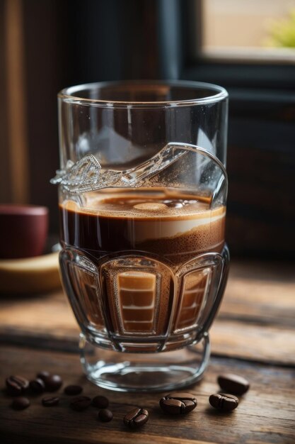 Foto espresso in glass on table