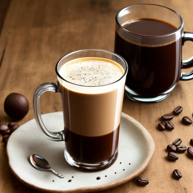 Espresso in een glas op tafel