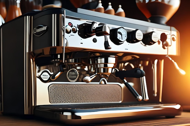 Espresso machine making coffee