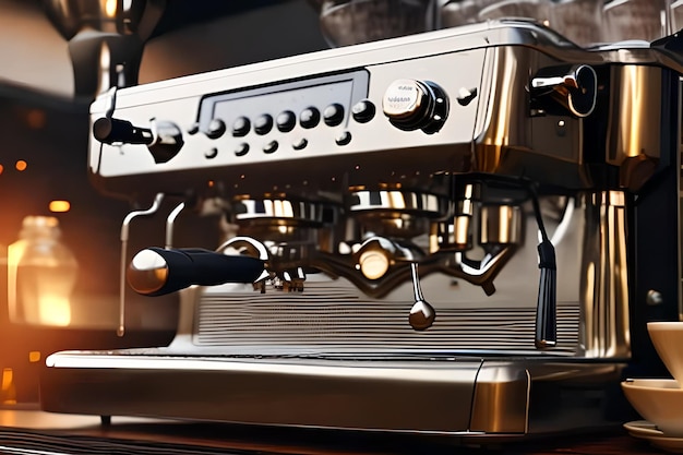 Espresso machine making coffee