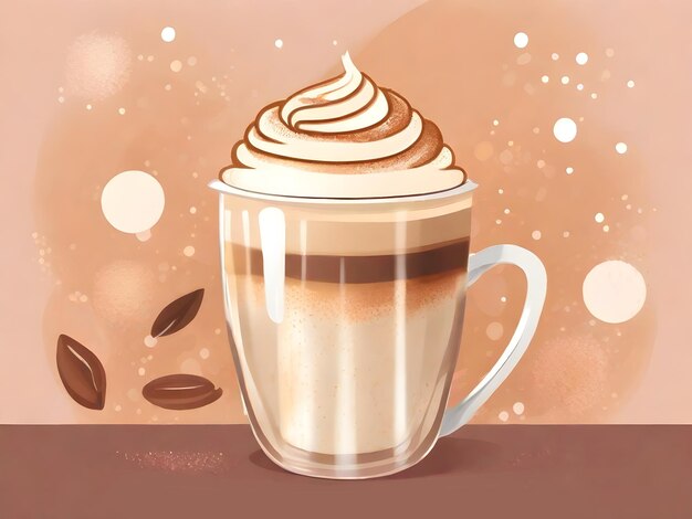 Photo espresso shake in a delicious cup soft color flat illustration ai generative