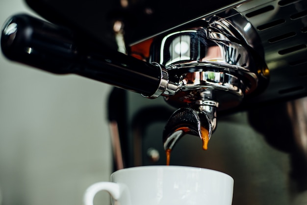 espresso shot from coffee machine 