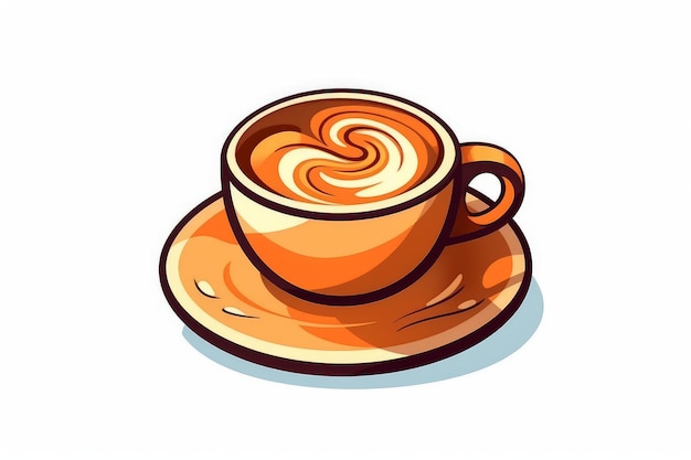 Espressokopje op witte achtergrond in cartoonstijl AI gegenereerd