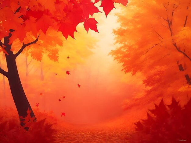 The essence of autumn with a gradient of rich reds oranges and yellows symbolizing changing leave