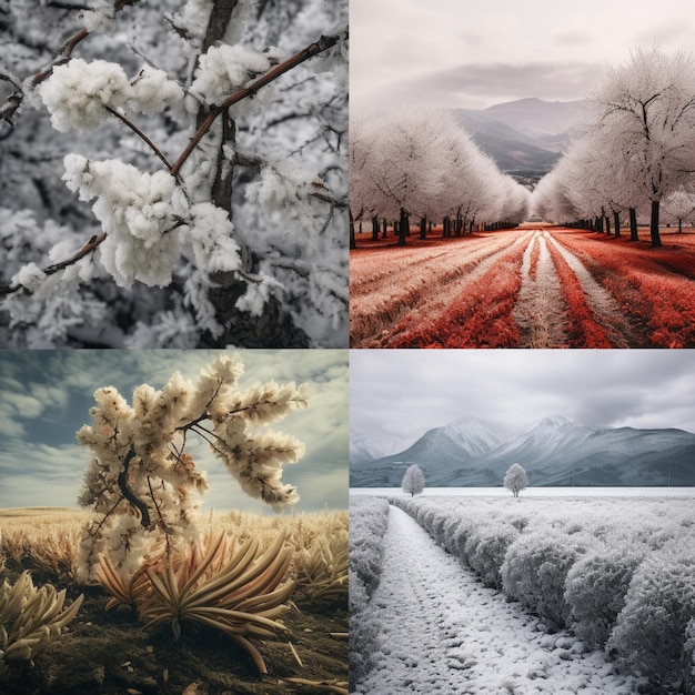 Foto l'essenza di ogni stagione in vari ambienti naturali