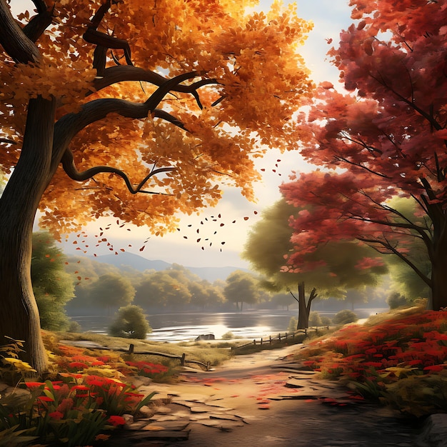 the essence of seasonal changes from blooming flowers to autumn foliage