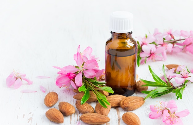 Essential almond oil, flowers and nuts