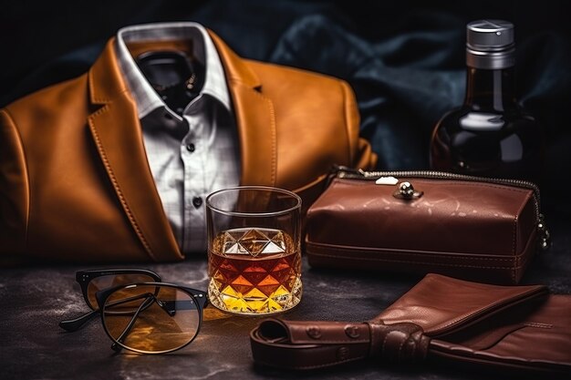 Essential elegance showcasing sophisticated men's accessories in our advertising concept template