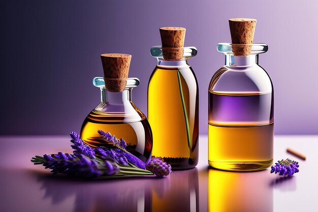 Essential lavender oil in glass bottle digital art