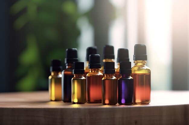 Essential Oil Bottles on a Table