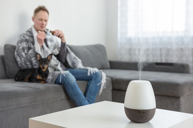 Essential Oil Diffuser on a white table