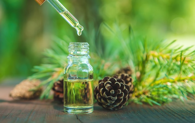 The essential oil was pine in a small bottle