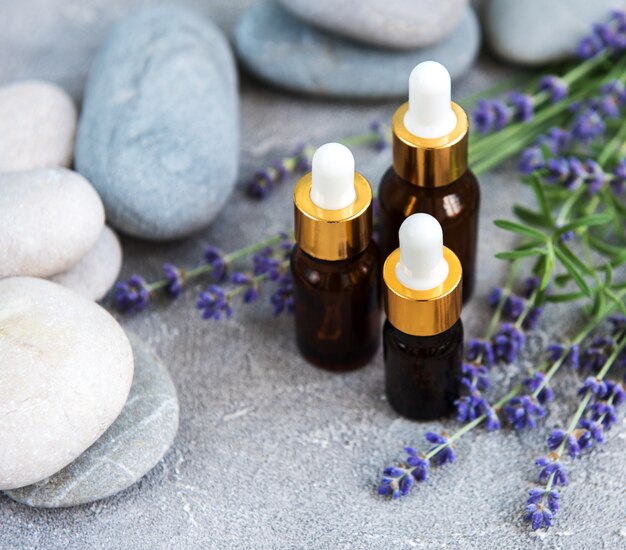 Essential oil with fresh lavender