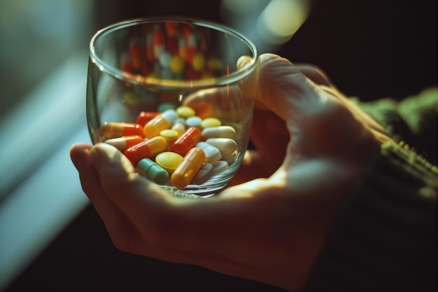 Foto essentiële gezondheidsartikelen tabletten en medicijnen die verschillende opties voor welzijn en medische zorg bieden