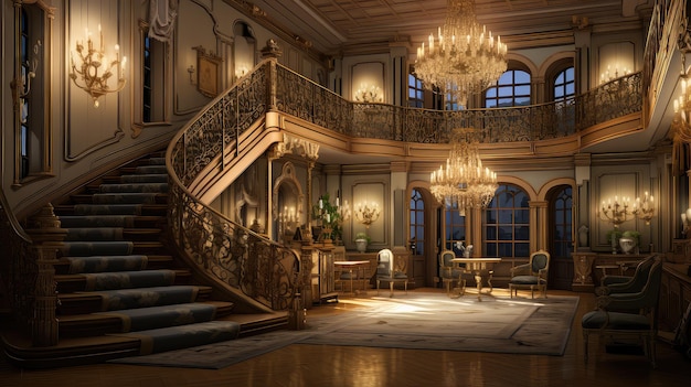 Estate evening mansion building