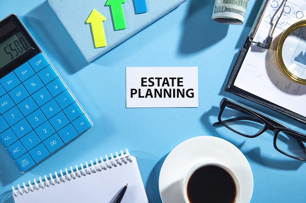 Estate Planning on business card with a business objects