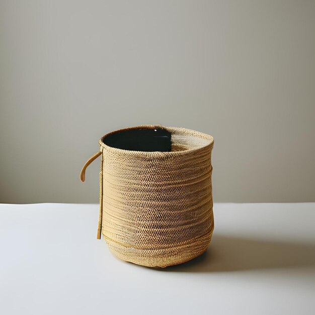 esthetic wooden bucket on the table