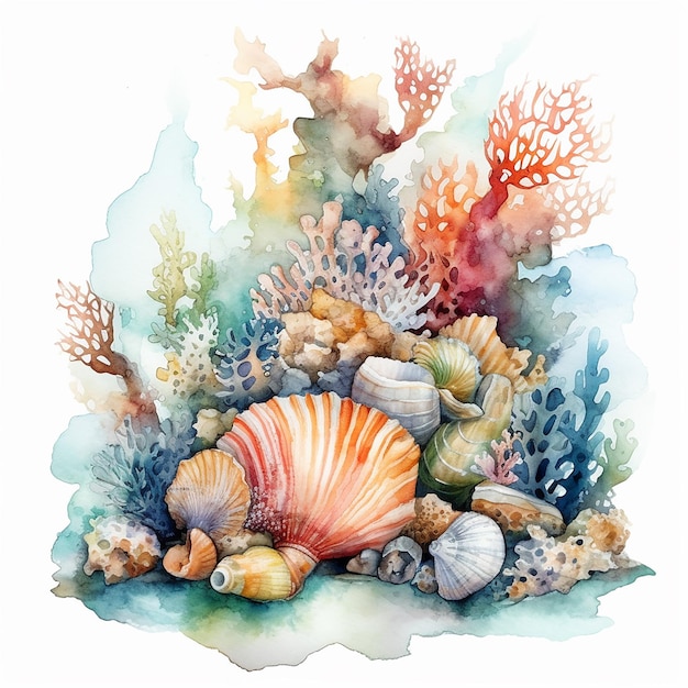 Esthetische aquarel Illustratie van het leven in de oceaan