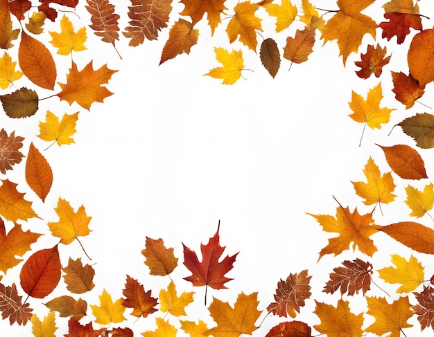 Esthetische Fall Leaves Border met een lege witte ruimte in het midden