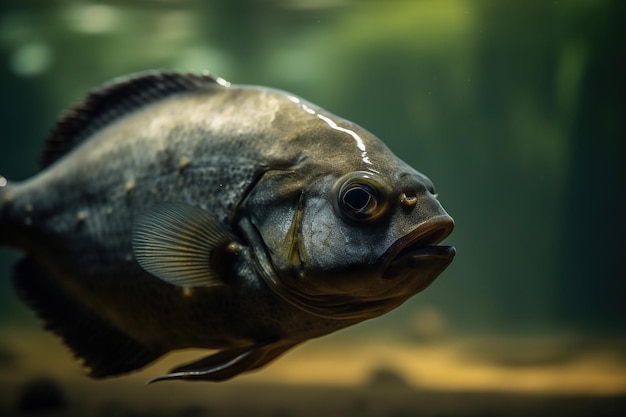 Foto esthetische foto van grote piranha in groene natuurrivier