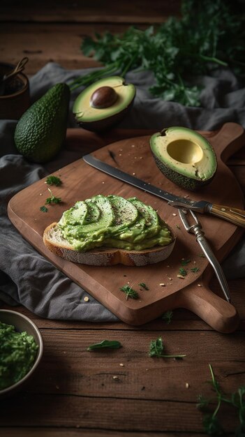 esthetische romige avocado spread op een boterham Generatieve AI