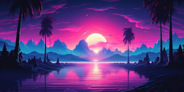 esthetische synthwave achtergrond