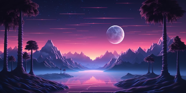 esthetische synthwave achtergrond