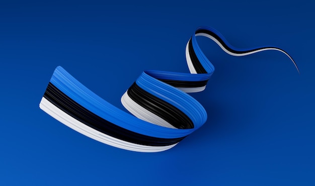 Estonia flag 3d illustration on a Blue background