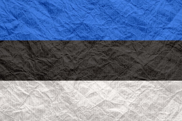 Estonia flag on old crumpled craft paper Textured background wallpaper for design