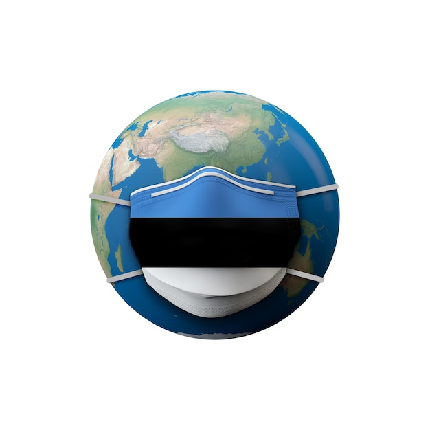 Estonia flag protective medical mask d rendering