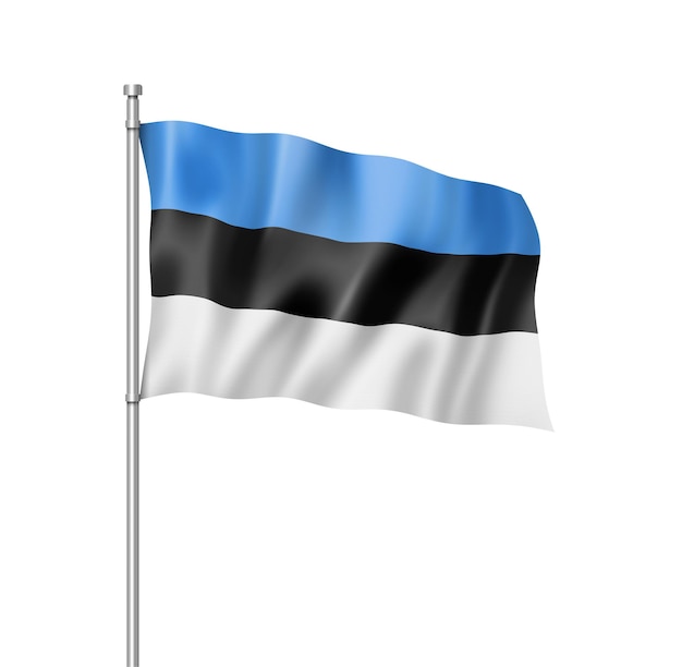 Estonia flag, three dimensional render, isolated on white