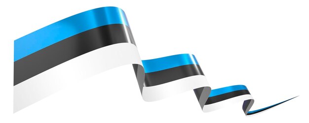 에스토니아 국기 파동 리본은  바탕에 고립 된 3D 일러스트레이션입니다.