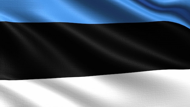 Photo estonia flag, with waving fabric texture
