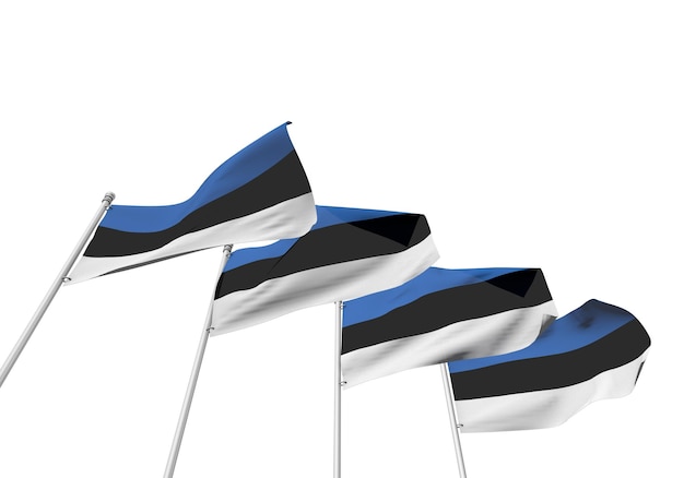 Estonia flags in a row with a white background 3D Rendering