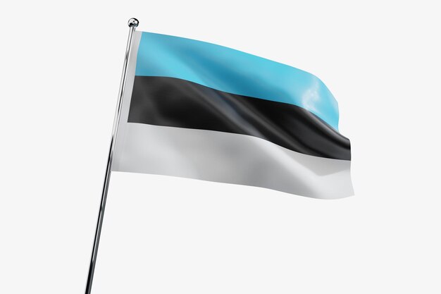 Estonia waving fabric flag isolated on white background 3D illustration