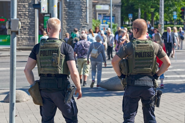 Estonian policemen in bulletproof