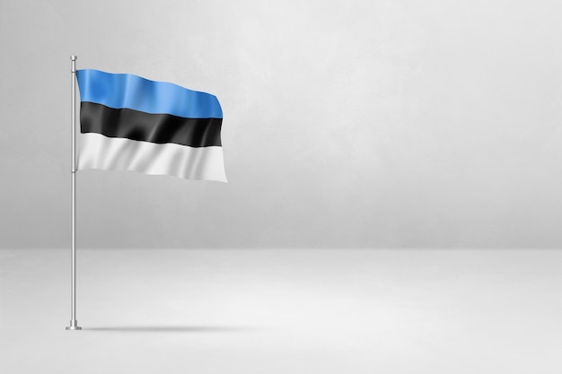 Estse vlag geïsoleerd op witte betonnen muur achtergrond