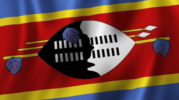 Photo eswatini flag waving closeup 3d rendering with high quality image with fabric texture