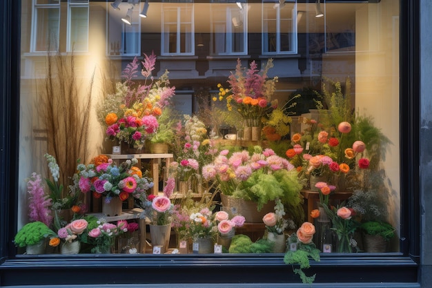 Etalage met een verscheidenheid aan bloemen en planten die het straatbeeld mooier maken