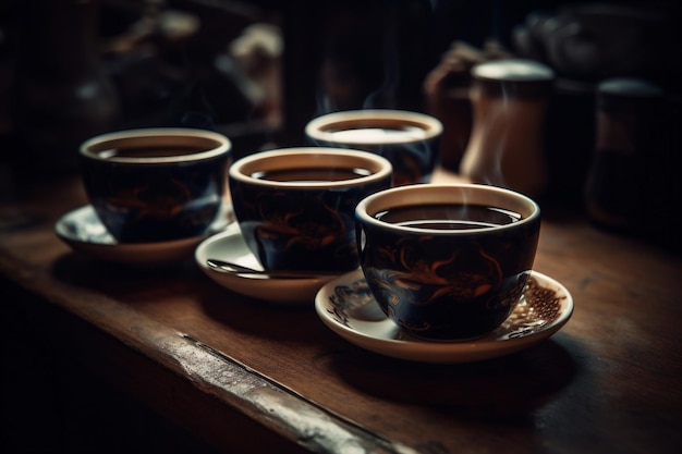 Eten drinken kopje espresso tafel mok drinken cafeïne ontbijt café Generatieve AI