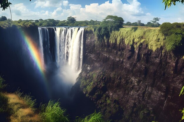 Photo eternal flow capturing the majesty of a waterfall