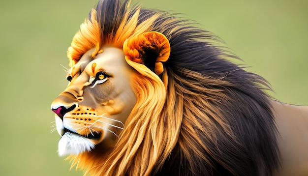 Eternal Majesty Majestic Lion with Flowing Mane Gazing Intensely into the Distance Capturing the