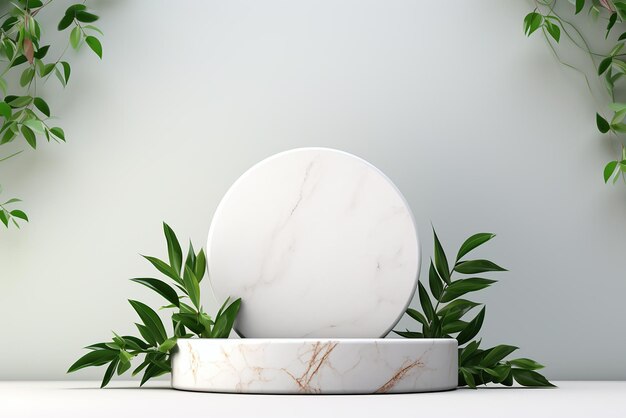 Вечная простота 3D-рендер Пустое пространство Дисплей продукта Многоугольный белый мрамор Изготовленный каменный подиум