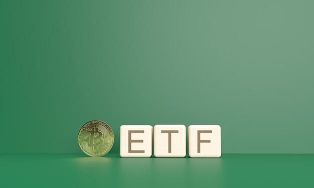 ETF btc биткоин кубический блок деревянный золотой финансовая валюта бизнес инвестиции банковская экономика криптография