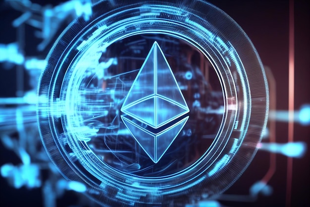 Foto eth ethereum cryptocurrency muntuitwisseling en blockchain futuristisch technologieconcept generatieve ai