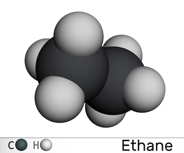 Ethane C2H6 molecule Molecular model 3D rendering