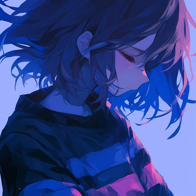 Photo ethereal anime youth in blue