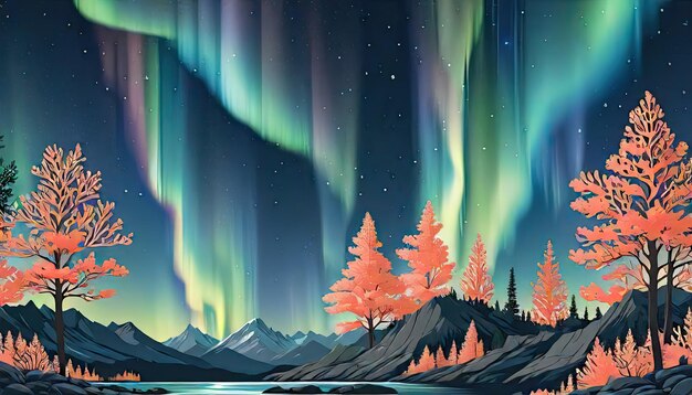 Ethereal Aurora Borealis Coral Slate Blauw en Olijfgroen Abstract Gradiënt Achtergrond Patroon Aest