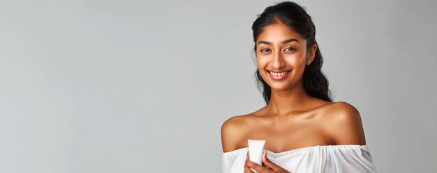 Ethereal Beauty 20YearOld Indian Woman Gracing Cream Jar