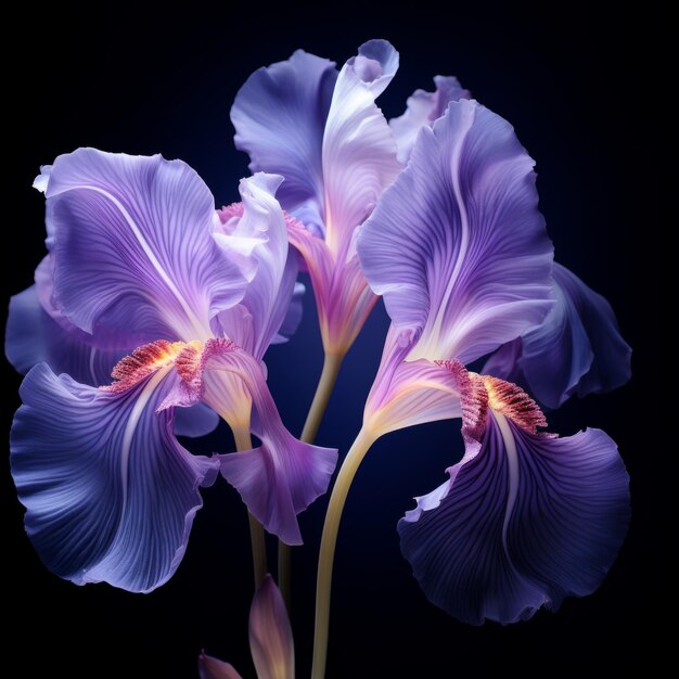 Ethereal Beauty Revealing the Xray Elegance of Iris Flowers in Zoom